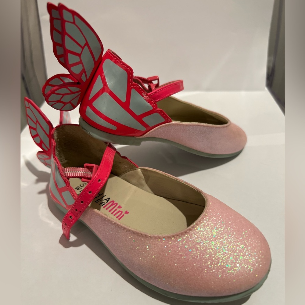 Sophia Webster Mini - Pink Glitter Chiara Butterfly Flats